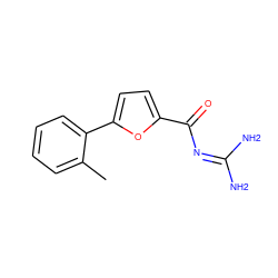 Cc1ccccc1-c1ccc(C(=O)N=C(N)N)o1 ZINC000013642637