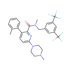 Cc1ccccc1-c1ccc(N2CCN(C)CC2)nc1C(=O)N(C)Cc1cc(C(F)(F)F)cc(C(F)(F)F)c1 ZINC000028570649