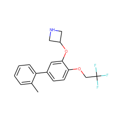 Cc1ccccc1-c1ccc(OCC(F)(F)F)c(OC2CNC2)c1 ZINC000096175900