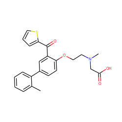 Cc1ccccc1-c1ccc(OCCN(C)CC(=O)O)c(C(=O)c2cccs2)c1 ZINC000028958288