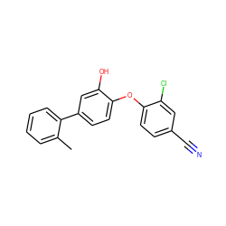 Cc1ccccc1-c1ccc(Oc2ccc(C#N)cc2Cl)c(O)c1 ZINC000029061289