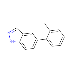 Cc1ccccc1-c1ccc2[nH]ncc2c1 ZINC000169329414