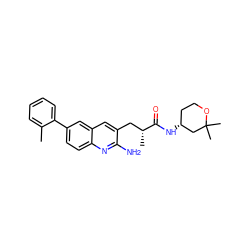 Cc1ccccc1-c1ccc2nc(N)c(C[C@@H](C)C(=O)N[C@@H]3CCOC(C)(C)C3)cc2c1 ZINC000072178837