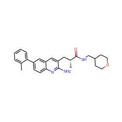 Cc1ccccc1-c1ccc2nc(N)c(C[C@@H](C)C(=O)NCC3CCOCC3)cc2c1 ZINC000072177951