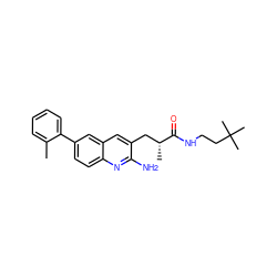 Cc1ccccc1-c1ccc2nc(N)c(C[C@@H](C)C(=O)NCCC(C)(C)C)cc2c1 ZINC000072177882