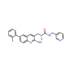 Cc1ccccc1-c1ccc2nc(N)c(C[C@@H](C)C(=O)NCc3cccnc3)cc2c1 ZINC000072179222