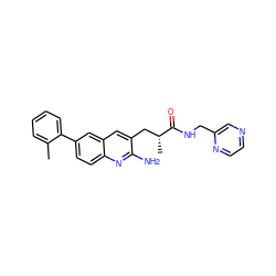 Cc1ccccc1-c1ccc2nc(N)c(C[C@@H](C)C(=O)NCc3cnccn3)cc2c1 ZINC000072179081