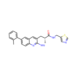 Cc1ccccc1-c1ccc2nc(N)c(C[C@@H](C)C(=O)NCc3cncs3)cc2c1 ZINC000072142901