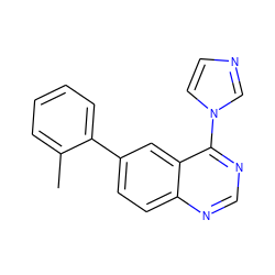 Cc1ccccc1-c1ccc2ncnc(-n3ccnc3)c2c1 ZINC000004239442