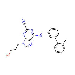 Cc1ccccc1-c1cccc(CNc2nc(C#N)nc3c2ncn3CCCO)c1 ZINC000040972998