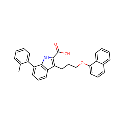 Cc1ccccc1-c1cccc2c(CCCOc3cccc4ccccc34)c(C(=O)O)[nH]c12 ZINC000095933259