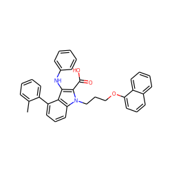 Cc1ccccc1-c1cccc2c1c(Nc1ccccc1)c(C(=O)O)n2CCCOc1cccc2ccccc12 ZINC000063539325