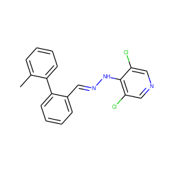 Cc1ccccc1-c1ccccc1/C=N/Nc1c(Cl)cncc1Cl ZINC000028571852