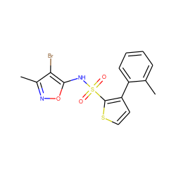 Cc1ccccc1-c1ccsc1S(=O)(=O)Nc1onc(C)c1Br ZINC000026579178