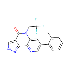 Cc1ccccc1-c1cnc2c3n[nH]cc3c(=O)n(CC(F)(F)F)c2c1 ZINC000473129064