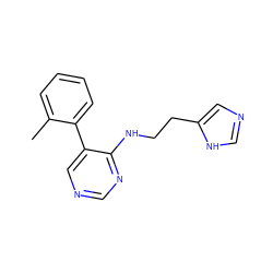 Cc1ccccc1-c1cncnc1NCCc1cnc[nH]1 ZINC000004239486