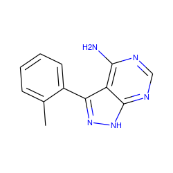 Cc1ccccc1-c1n[nH]c2ncnc(N)c12 ZINC000008581884