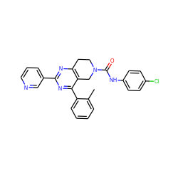 Cc1ccccc1-c1nc(-c2cccnc2)nc2c1CN(C(=O)Nc1ccc(Cl)cc1)CC2 ZINC000071420866