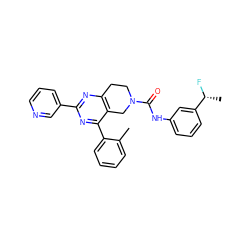 Cc1ccccc1-c1nc(-c2cccnc2)nc2c1CN(C(=O)Nc1cccc([C@@H](C)F)c1)CC2 ZINC000071341848