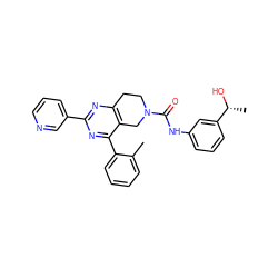 Cc1ccccc1-c1nc(-c2cccnc2)nc2c1CN(C(=O)Nc1cccc([C@@H](C)O)c1)CC2 ZINC000071342066