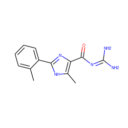 Cc1ccccc1-c1nc(C(=O)N=C(N)N)c(C)[nH]1 ZINC000040873214