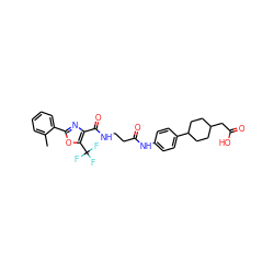 Cc1ccccc1-c1nc(C(=O)NCCC(=O)Nc2ccc(C3CCC(CC(=O)O)CC3)cc2)c(C(F)(F)F)o1 ZINC001772620846