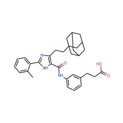 Cc1ccccc1-c1nc(CCC23CC4CC(CC(C4)C2)C3)c(C(=O)Nc2cccc(CCC(=O)O)c2)[nH]1 ZINC000013674709