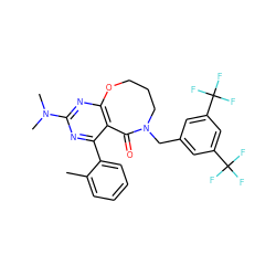 Cc1ccccc1-c1nc(N(C)C)nc2c1C(=O)N(Cc1cc(C(F)(F)F)cc(C(F)(F)F)c1)CCCO2 ZINC000028649423