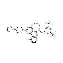 Cc1ccccc1-c1nc(N2CCC(N3CCCC3)CC2)nc2c1C(=O)N(Cc1cc(C(F)(F)F)cc(C(F)(F)F)c1)CCCO2 ZINC000028127579