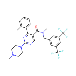 Cc1ccccc1-c1nc(N2CCN(C)CC2)ncc1C(=O)N(C)Cc1cc(C(F)(F)F)cc(C(F)(F)F)c1 ZINC000028571715