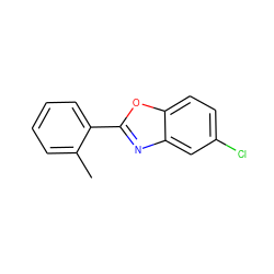 Cc1ccccc1-c1nc2cc(Cl)ccc2o1 ZINC000000079980