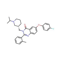 Cc1ccccc1-c1nc2ccc(Oc3ccc(F)cc3)cc2c(=O)n1C[C@H]1CCCN(C(C)C)C1 ZINC000028711895