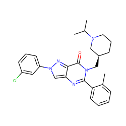 Cc1ccccc1-c1nc2cn(-c3cccc(Cl)c3)nc2c(=O)n1C[C@@H]1CCCN(C(C)C)C1 ZINC000169329310