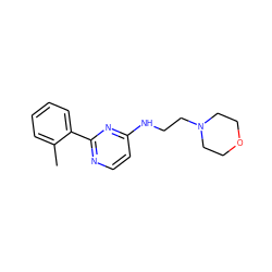 Cc1ccccc1-c1nccc(NCCN2CCOCC2)n1 ZINC000033362334