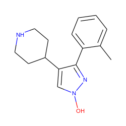 Cc1ccccc1-c1nn(O)cc1C1CCNCC1 ZINC000049110256