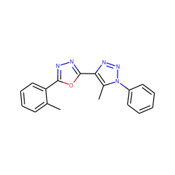 Cc1ccccc1-c1nnc(-c2nnn(-c3ccccc3)c2C)o1 ZINC000011692832