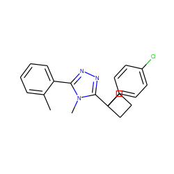 Cc1ccccc1-c1nnc(C2(c3ccc(Cl)cc3)CCC2)n1C ZINC000038493463