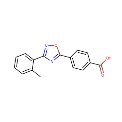 Cc1ccccc1-c1noc(-c2ccc(C(=O)O)cc2)n1 ZINC000061811157