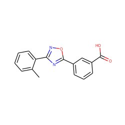 Cc1ccccc1-c1noc(-c2cccc(C(=O)O)c2)n1 ZINC000061811158