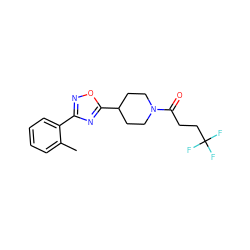 Cc1ccccc1-c1noc(C2CCN(C(=O)CCC(F)(F)F)CC2)n1 ZINC000082153915