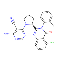 Cc1ccccc1-n1c([C@@H]2CCCN2c2ncnc(N)c2C#N)nc2cccc(Cl)c2c1=O ZINC000221031815