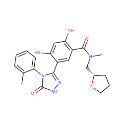 Cc1ccccc1-n1c(-c2cc(C(=O)N(C)C[C@@H]3CCCO3)c(O)cc2O)n[nH]c1=O ZINC001772588412