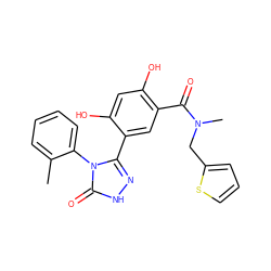 Cc1ccccc1-n1c(-c2cc(C(=O)N(C)Cc3cccs3)c(O)cc2O)n[nH]c1=O ZINC000114307657