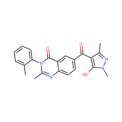 Cc1ccccc1-n1c(C)nc2ccc(C(=O)c3c(C)nn(C)c3O)cc2c1=O ZINC000299836893
