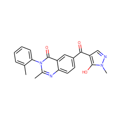 Cc1ccccc1-n1c(C)nc2ccc(C(=O)c3cnn(C)c3O)cc2c1=O ZINC000299831416