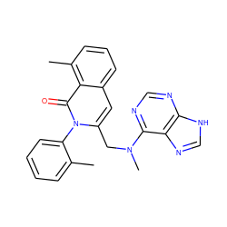 Cc1ccccc1-n1c(CN(C)c2ncnc3[nH]cnc23)cc2cccc(C)c2c1=O ZINC000114877189