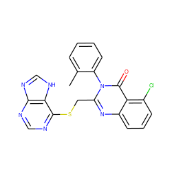 Cc1ccccc1-n1c(CSc2ncnc3nc[nH]c23)nc2cccc(Cl)c2c1=O ZINC000038469423