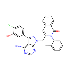 Cc1ccccc1-n1c(Cn2nc(-c3ccc(Cl)c(O)c3)c3c(N)ncnc32)cc2ccccc2c1=O ZINC000088345890