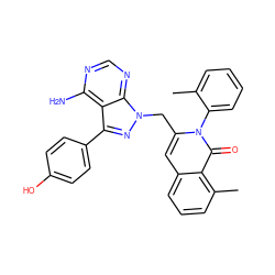 Cc1ccccc1-n1c(Cn2nc(-c3ccc(O)cc3)c3c(N)ncnc32)cc2cccc(C)c2c1=O ZINC000145965883