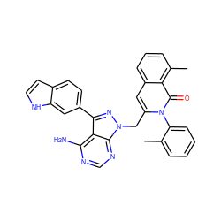 Cc1ccccc1-n1c(Cn2nc(-c3ccc4cc[nH]c4c3)c3c(N)ncnc32)cc2cccc(C)c2c1=O ZINC000088345929